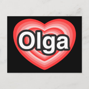 Carte Postale J'adore Olga. Je t'aime Olga. Cœur