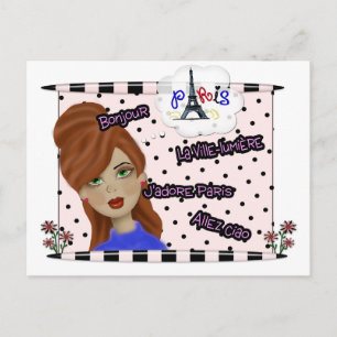 Carte Postale J'adore Paris Diva