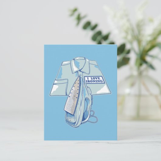 Carte Postale J'adore repasser un fer à repasser drôle (Debout devant)