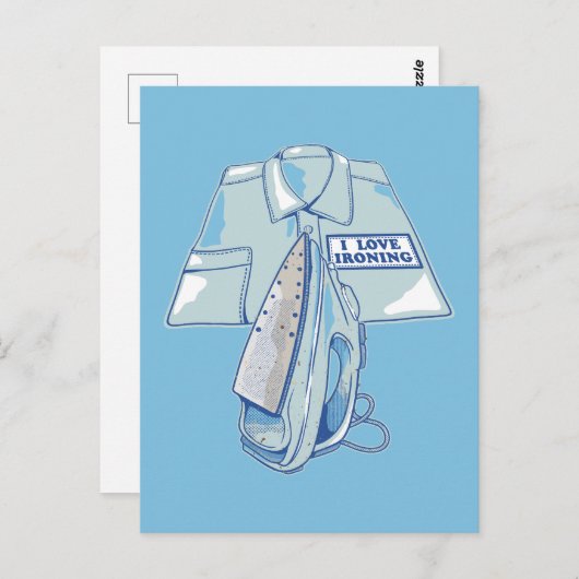 Carte Postale J'adore repasser un fer à repasser drôle (Devant / Derrière)