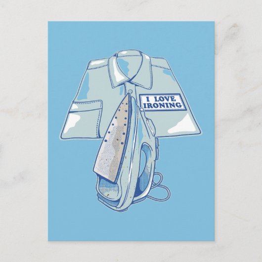Carte Postale J'adore repasser un fer à repasser drôle (Devant)