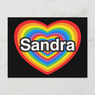 Carte Postale J'adore Sandra. Je t'aime Sandra. Cœur