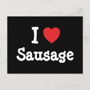 Carte Postale J'adore T-shirt coeur saucisse