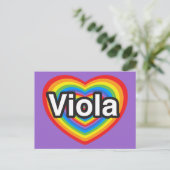 Carte Postale J'adore Viola. Je t'aime Viola. Cœur (Debout devant)