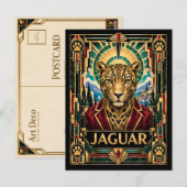 Carte Postale Jaguar, Art Déco faune (Devant / Derrière)