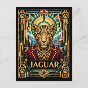 Carte Postale Jaguar, Art Déco faune