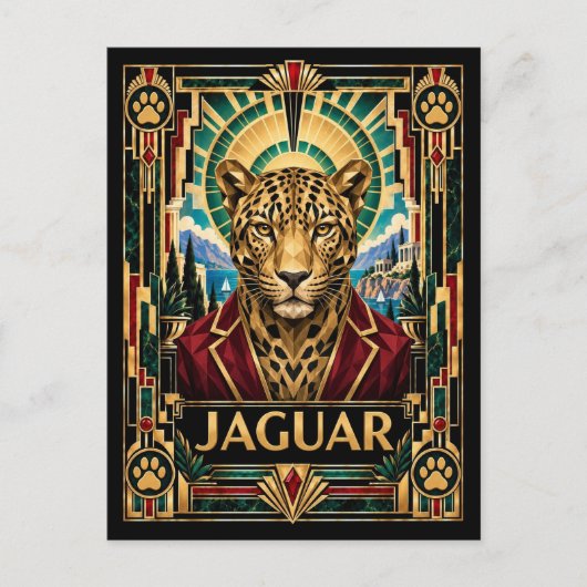 Carte Postale Jaguar, Art Déco faune (Devant)