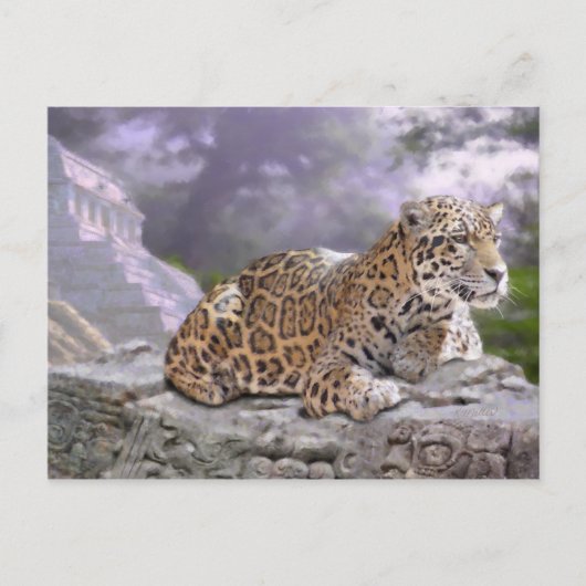 Carte Postale Jaguar et le temple maya (Devant)