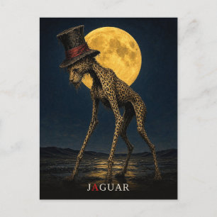 Carte Postale Jaguar gothique chapeau haut-de-forme surréaliste