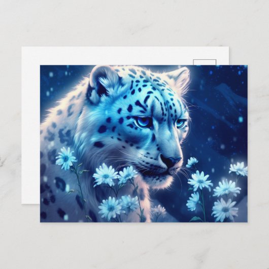 Carte Postale jaguar lumière bleue (Devant / Derrière)