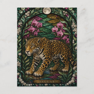 Carte Postale Jaguar Rainforest River Illumina Vitrail