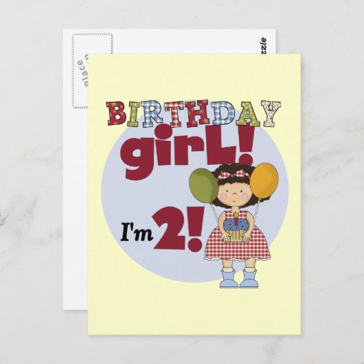 Carte Postale J'ai 2 T-shirts et cadeaux pour fille d'anniversai (Devant / Derrière)