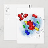 Carte Postale J'ai 3 ans ! ballons gonflables (Devant / Derrière)