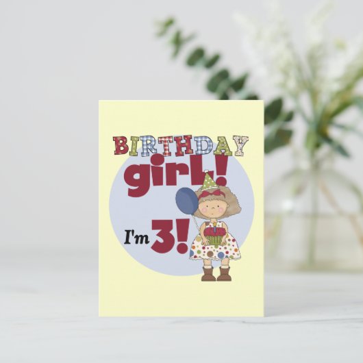 Carte Postale J'ai 3 Tshirts et cadeaux pour filles d'anniversai (Debout devant)