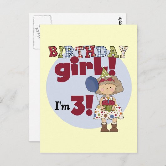 Carte Postale J'ai 3 Tshirts et cadeaux pour filles d'anniversai (Devant / Derrière)