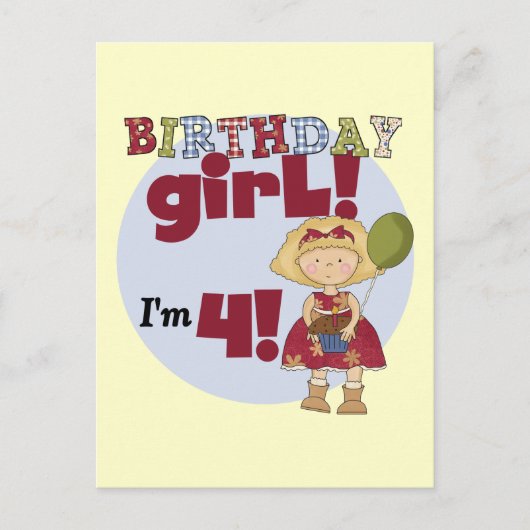 Carte Postale J'ai 4 T-shirts et cadeaux pour filles d'anniversa (Devant)