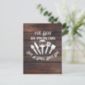 Carte Postale "J'ai 99 problèmes mais un grill n'est pas un-drôl (Debout devant)