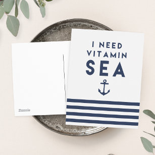 Carte Postale J'ai besoin de vitamine marine et de bande marine 
