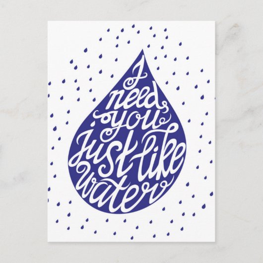 Carte Postale J'Ai Besoin De Vous Comme De L'Eau (Devant)