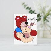 Carte Postale J'ai besoin d'un câlin (Debout devant)
