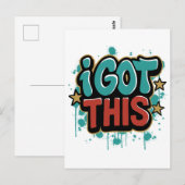 Carte Postale J'AI ÇA Typographie Motivationnelle de Style Graff (Devant / Derrière)