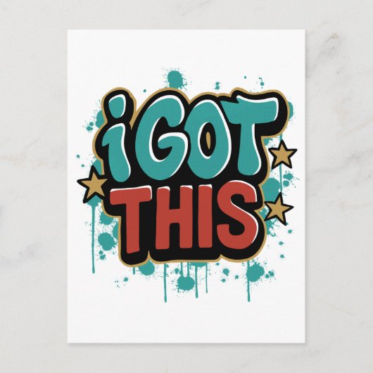 Carte Postale J'AI ÇA Typographie Motivationnelle de Style Graff (Devant)