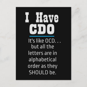 Carte Postale J'ai CDO noir drôle Humour OCD