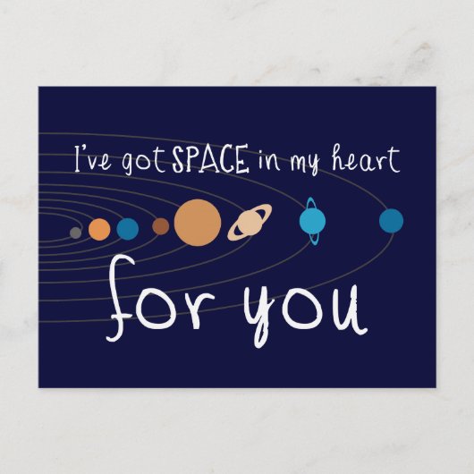 Carte Postale J'ai de l'espace dans mon coeur pour toi (Devant)