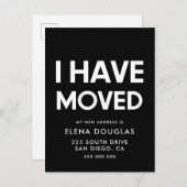 Carte Postale J'ai déplacé Minimalist Moving faire-part noir (Devant / Derrière)