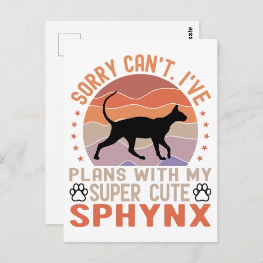 Carte Postale J'ai des plans avec mon chat Sphynx (Devant / Derrière)