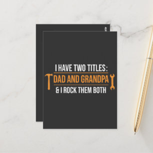 Carte Postale J'ai Deux Titres Papa et Grand-père Bricoleur Père