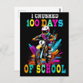 Carte Postale J'ai écrasé 100 jours d'école Motocross (Devant / Derrière)
