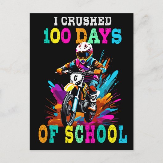 Carte Postale J'ai écrasé 100 jours d'école Motocross (Devant)