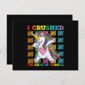 Carte Postale J'Ai Écrasé 100 Jours D'École Unicorne (Devant / Derrière)