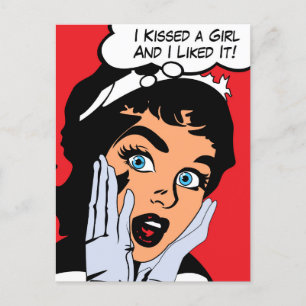 Carte Postale J'ai embrassé une fille et j'ai aimé ça