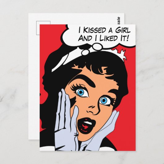 Carte Postale J'ai embrassé une fille et je l'ai aimé (Devant / Derrière)