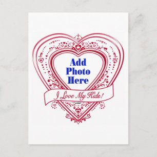 Carte Postale J'ai Love My Kids ! Photo Red Hearts