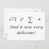 Carte Postale J'ai mangé un maillot de maths à tarte (Devant / Derrière)