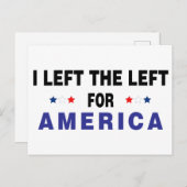 Carte Postale J'Ai Quitté La Gauche Pour L'Amérique (Devant / Derrière)