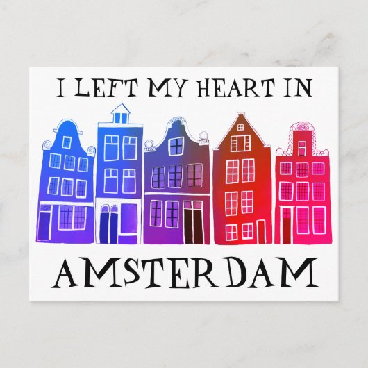Carte Postale J'ai quitté mon coeur à Amsterdam Holland Canal Ma (Devant)