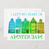 Carte Postale J'ai quitté mon coeur à Amsterdam Holland Canal Ma (Devant / Derrière)