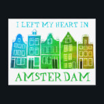Carte Postale J'ai quitté mon coeur à Amsterdam Holland Canal Ma<br><div class="desc">Envoyez un message avec cette douce carte postale d'art motif à Amsterdam.Vous pouvez le customiser et le modifier ou ajouter du texte. Ajoutez votre propre texte à l'arrière. Consultez ma boutique pour plus de couleurs et de motifs ! Et plus d'articles assortis comme des totes, des autocollants, des magnets, des...</div>
