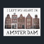 Carte Postale J'ai quitté mon coeur à Amsterdam Holland Canal Ma<br><div class="desc">Envoyez un message avec cette douce carte postale d'art motif à Amsterdam.Vous pouvez le customiser et le modifier ou ajouter du texte. Ajoutez votre propre texte à l'arrière. Consultez ma boutique pour plus de couleurs et de motifs ! Et plus d'articles assortis comme des totes, des autocollants, des magnets, des...</div>