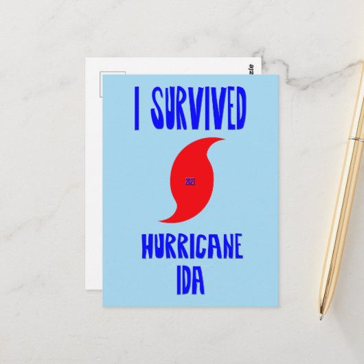 Carte Postale J'ai survécu à l'ouragan Ida (Devant/Arrière en situation)