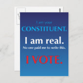 Carte Postale J'ai un composant. Je suis réel. I vote (Devant / Derrière)