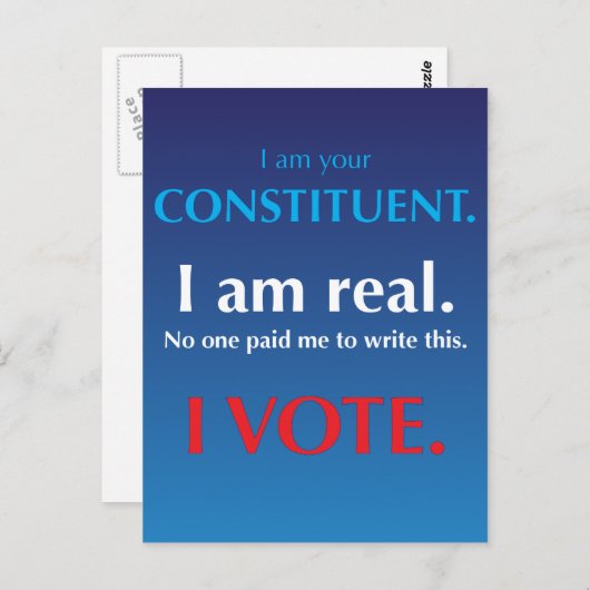 Carte Postale J'ai un composant. Je suis réel. I vote (Devant / Derrière)