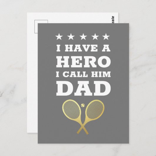 Carte Postale J'Ai Un Héros Papa - Tennis Père Fête des pères (Devant / Derrière)
