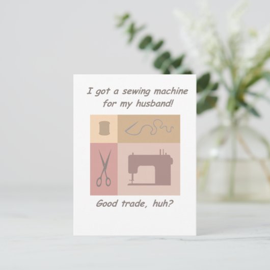 Carte Postale J'ai une machine à coudre (Debout devant)