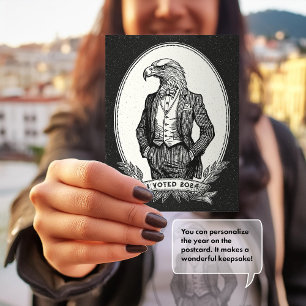 Carte Postale J'Ai Voté Oiseau Blanc Noir Illustration Aigle Bal