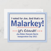 Carte Postale J'ai voté pour Joe C'est pas Malarkey Pro-Biden (Devant / Derrière)
